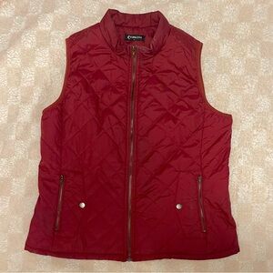 Red Burgundy Quilted Puffer Zip Up Vest Size L